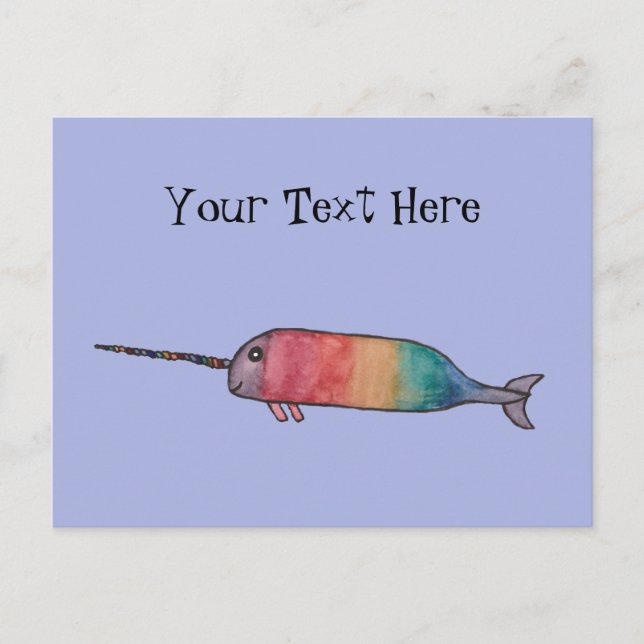 Cartão Postal Rainbow Narwhal Personalizado (Frente)