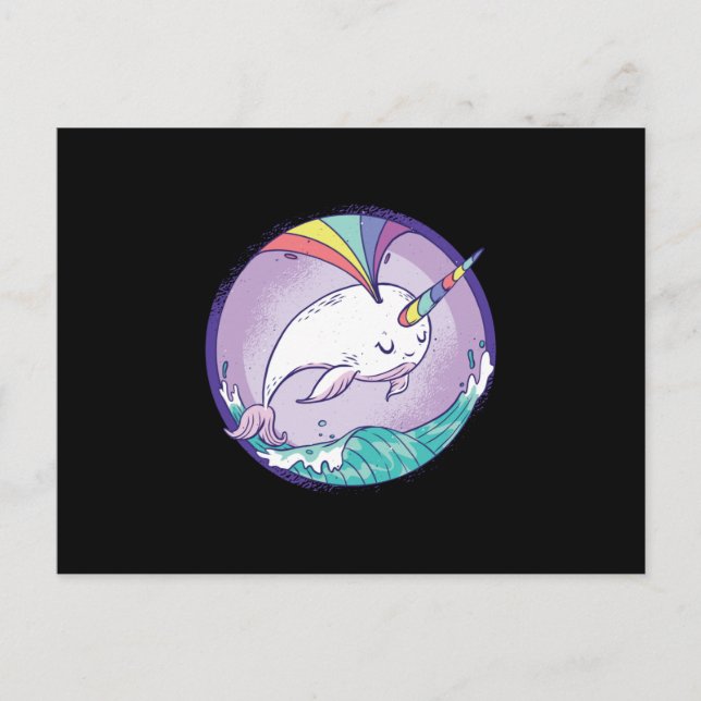 Cartão Postal Rainbow Narwhale (Frente)