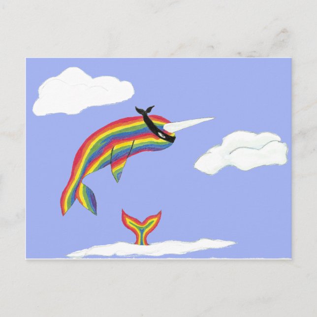 Cartão Postal Rainbow Ninja Narwhal That Flies (Frente)