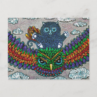 Cartão Postal Rainbow Owl Ride