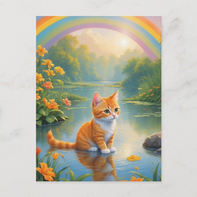 Cartão Postal Rainbow Pond Kitten (Frente)