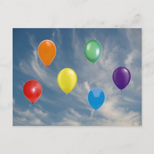 Cartão Postal Rainbow Pride Balloons (Frente)