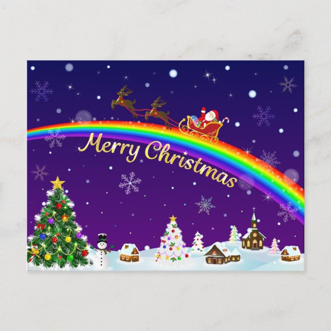 Cartão Postal Rainbow Santa Claus (Frente)
