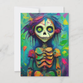 Cartão Postal Rainbow Skeleton Zombie Doll