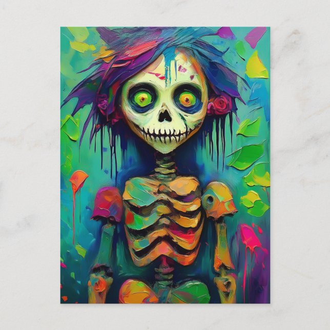Cartão Postal Rainbow Skeleton Zombie Doll (Frente)