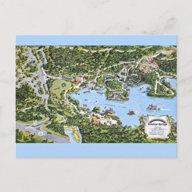 Cartão Postal Rainbow Springs Florida Antiga  (Frente)