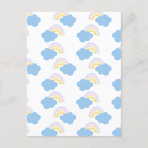 Cartão Postal Rainbow Summer Clouds Pastel Scribble Doodle