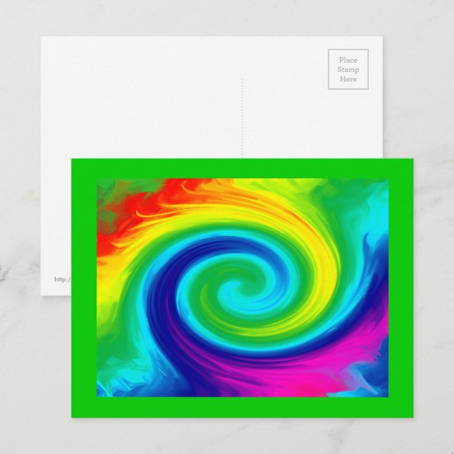 Cartão Postal Rainbow Swirl Abstrato Art Design (Frente/Verso)