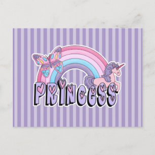 Cartão Postal Rainbow Unicorfly Butterfly Princess Design