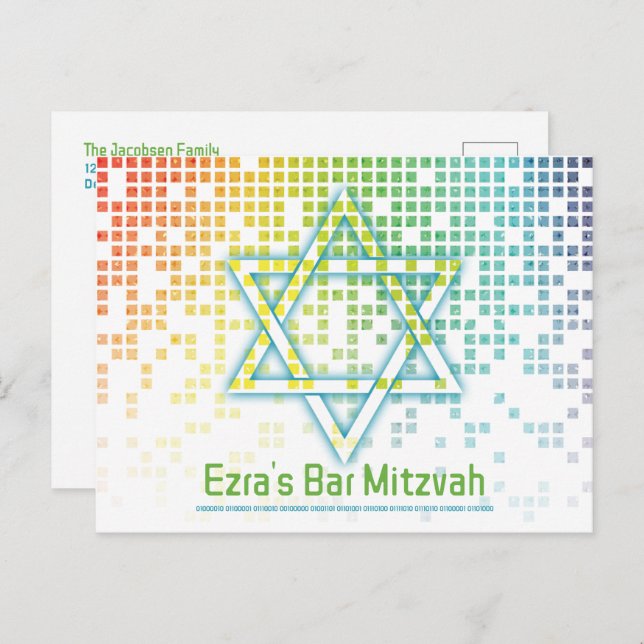 Cartão Postal Rainbow Video Game Gamer Bar Mitzvah Salvar a Data (Frente/Verso)