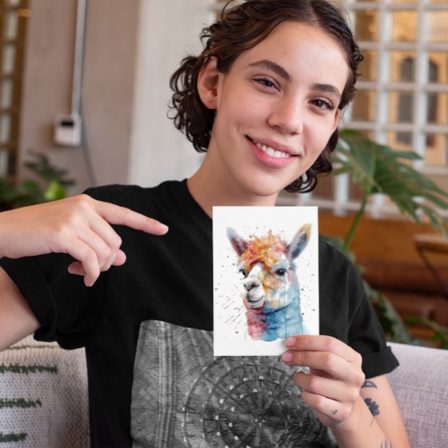 Cartão Postal Rainbow Watercolor Llama (Criador carregado)