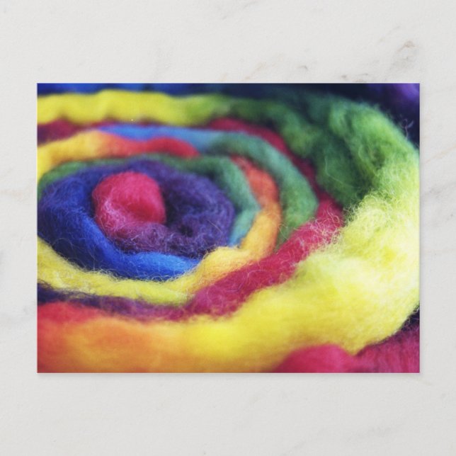 Cartão Postal Rainbow Wool Handspun Fotografia (Frente)