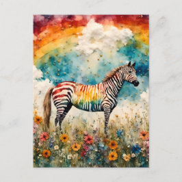 Cartão Postal Rainbow Zebra