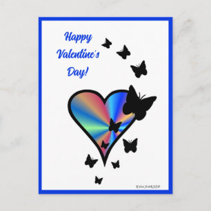 Cartão Postal Rainbowheart e Borboleta