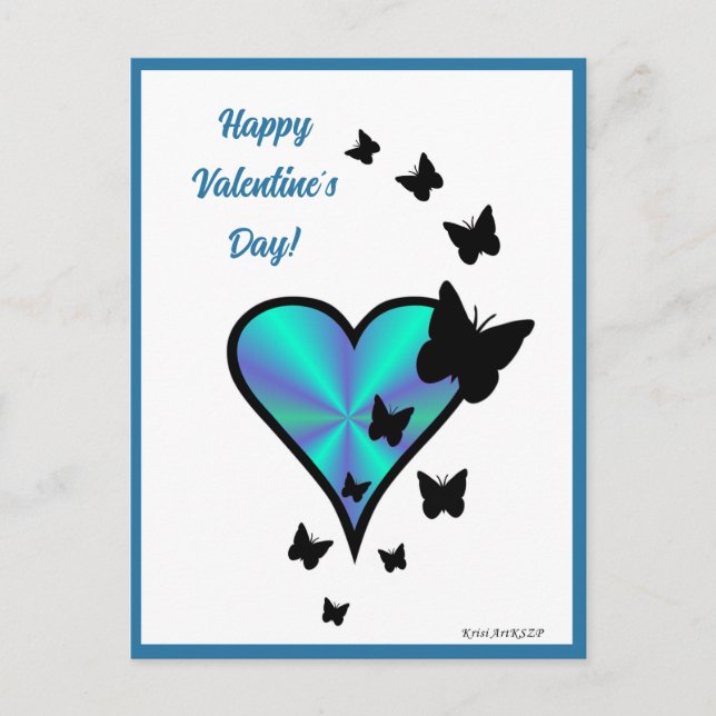 Cartão Postal Rainbowheart e Borboleta (Frente)
