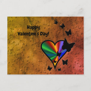 Cartão Postal Rainbowheart e Borboleta