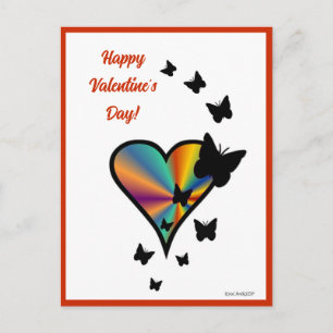 Cartão Postal Rainbowheart e Borboleta