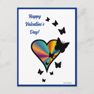 Cartão Postal Rainbowheart e Borboleta