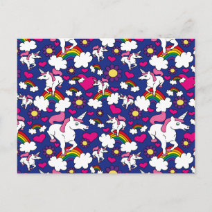 Cartão Postal Rainbows e Unicorns