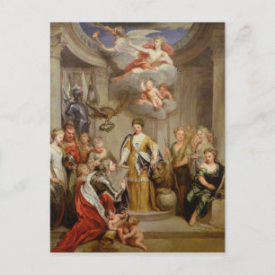 Cartão Postal Rainha Ana apresentando planos de Blenheim militar