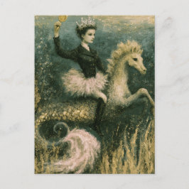 Cartão Postal Rainha Bailarina Fofa em seu Cavalo-Marinho Sereia