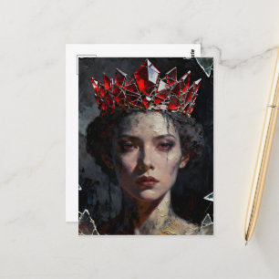 Cartão Postal Rainha com Vidro Vermelho Quebrado