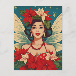 Cartão Postal Rainha da Beleza do Natal Tropical de Retro