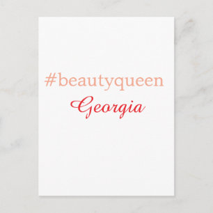 Cartão Postal Rainha da beleza hashtag vermelho claro adicionar