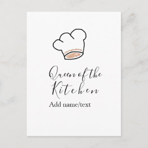 Cartão Postal Rainha da cozinha chef cozinhando adicionar nome c