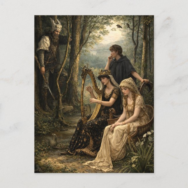Cartão Postal Rainha da Floresta de Conto de Fadas Medieval com  (Frente)