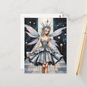 Cartão Postal Rainha das fadas na mostra de moda reciclada 