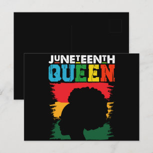 Cartão Postal Rainha do Juneteenth Menina Negra Afro Melanina