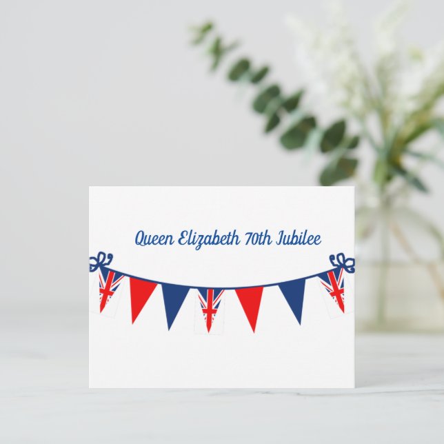 Cartão Postal Rainha Elizabeth 70 Jubilee (Em pé/Frente)