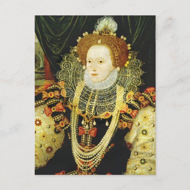 Cartão Postal Rainha Elizabeth I da Inglaterra Vestindo Pérolas (Frente)