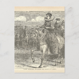 Cartão Postal Rainha Elizabeth I na Antiguidade Tilbury Engrave