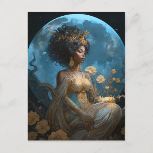 Cartão Postal Rainha fantasia da deusa da lua negra africana-ame