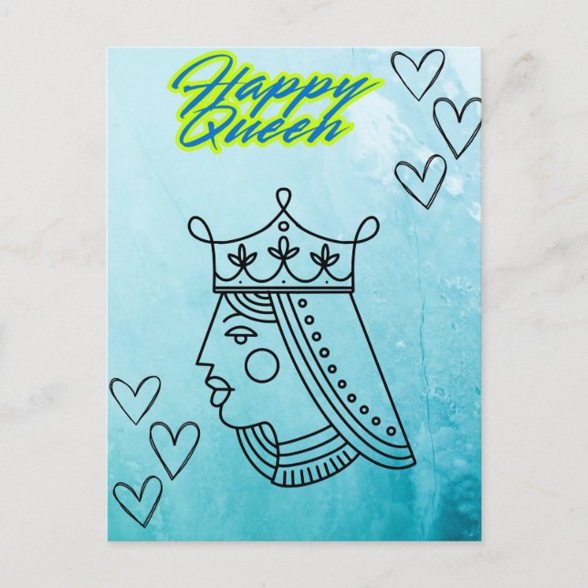 Cartão Postal Rainha feliz. (Frente)