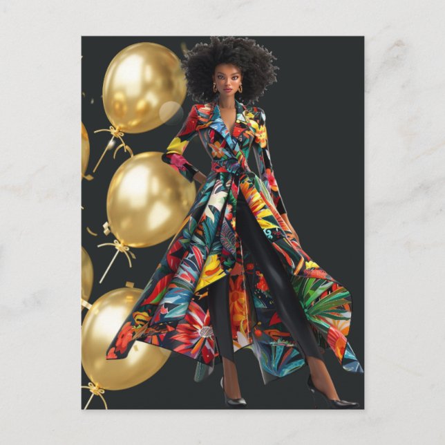 Cartão Postal Rainha Negra Afro-Americana Melanina Sista Loja (Frente)