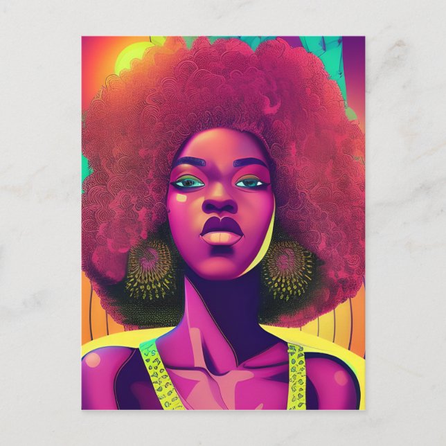 Cartão Postal Rainha negra melanina Irmã mulher afro-americana (Frente)