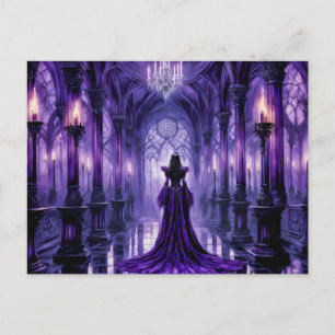 Cartão Postal Rainha Vampira Mística no Salão do Castelo Gótico