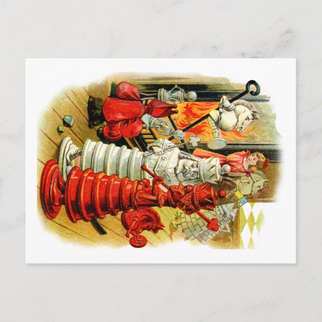 Cartão Postal Rainha Vermelha e Rei Branco no Fogo (Frente)