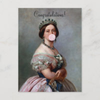Rainha Vitória de cetim rosa soprando chiclete ros