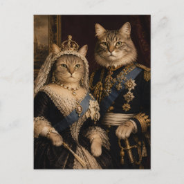 Cartão Postal Rainha Vitória e Gatos do Príncipe Alberto Retrato