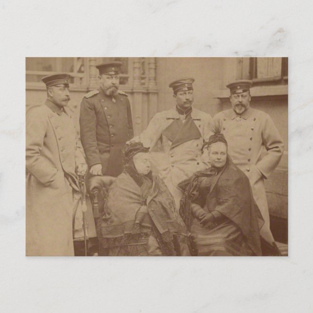 Cartão Postal Rainha Vitória, filho, filha, Kaiser Wilhelm II (Frente)