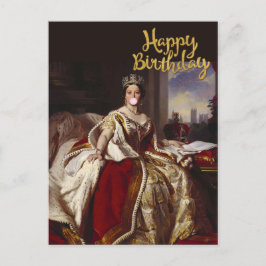 CARTÃO POSTAL RAINHA VITÓRIA SOPRANDO CHICLETE ROSA 