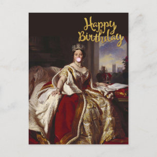 CARTÃO POSTAL RAINHA VITÓRIA SOPRANDO UMA GOMA DE MASCAR ROSA 