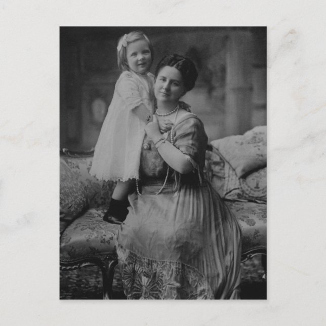 Cartão Postal Rainha Wilhelmina & Juliana dos Países Baixos (Frente)