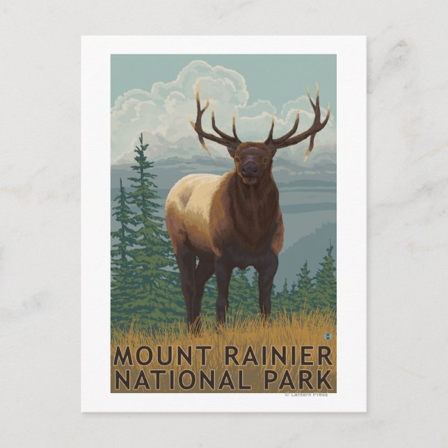 Cartão Postal Rainier National Park, WashingtonElk Scene (Frente)