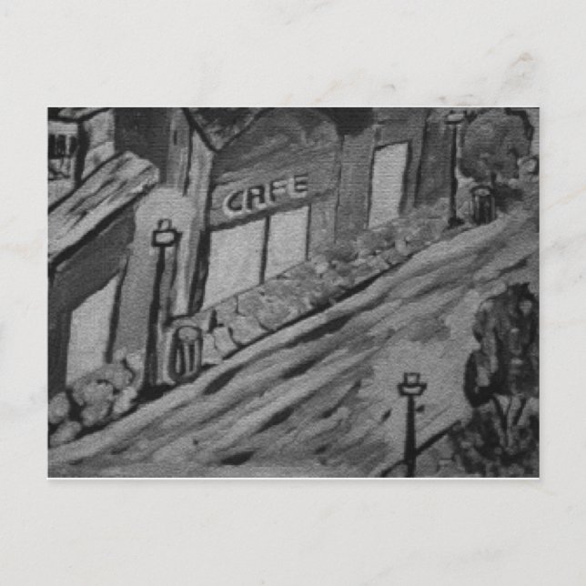 Cartão Postal Rainy Day at the Cafe - Art Postcards (Frente)