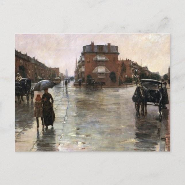 Cartão Postal Rainy Day, Boston by Frederick Childe Hassam (Frente)